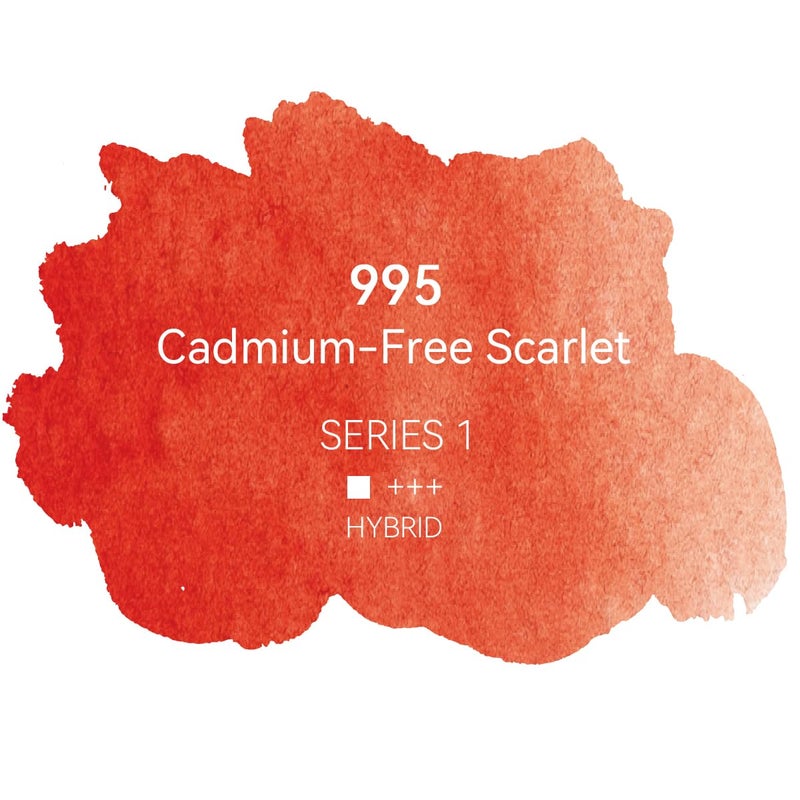 فينيكس طلاء ألوان مائية احترافي من فينيكس - نصف مقلاة بألوان مائية واحدة - خالية من الكادميوم القرمزي 995 - Image 2